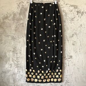 Vintage‎ Floral Wrap Midi Skirt Size 2 Made in USA Summer Breeches